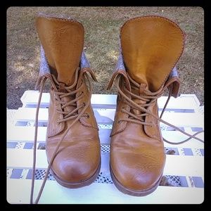 Distressed combat boots